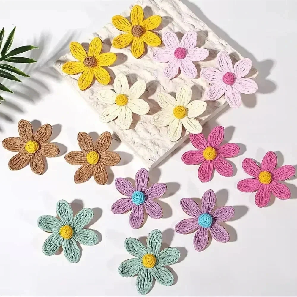 Lalita Boho Raffia Flower Earrings - Picture 3 of 9